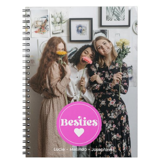 Aangepaste naam besties roze hart typo Foto Notiti Notitieboek (Voorkant)