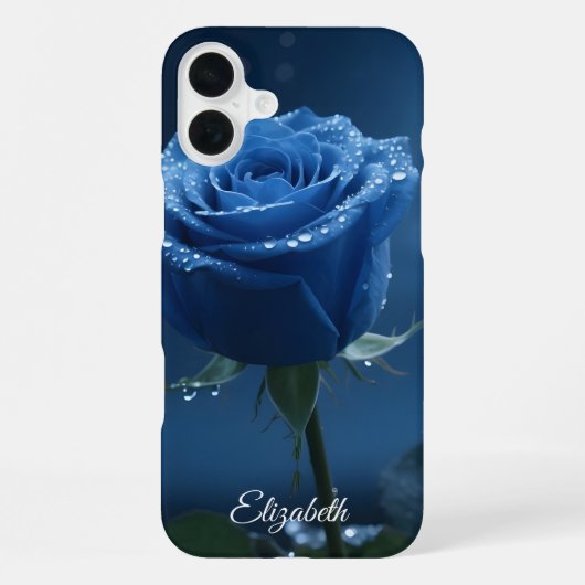 Aangepaste Naam Betoverd Blauw Roos Romantische Bl iPhone Hoesje (Achterkant)