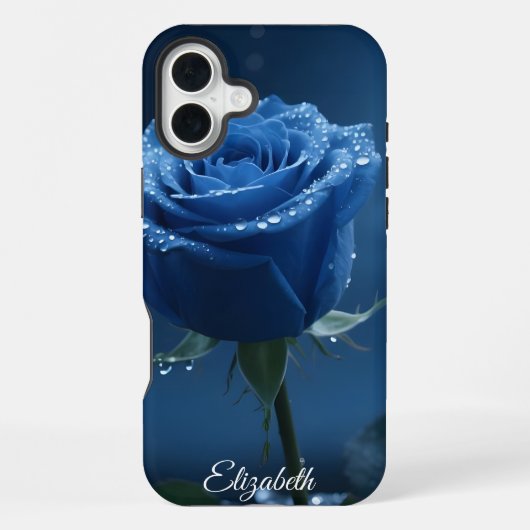 Aangepaste Naam Betoverd Blauw Roos Romantische Bl iPhone Hoesje (Achterkant)
