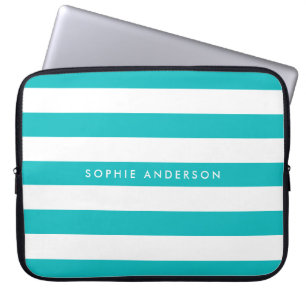 Aangepaste naam bewerkbare kleur en witte strepen laptop sleeve