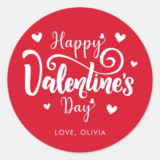 Aangepaste naam bewerkbare kleur Fijne Valentijnsd Ronde Sticker (Voorkant)