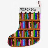 Aangepaste naam bibliotheek bibliotheek boekhouder kleine kerstsok (Achterkant)