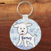Aangepaste naam Bichon Frise Dog Sleutelhanger (Voorkant)