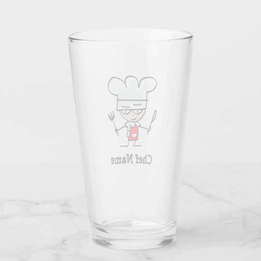 Aangepaste naam bierglas cadeau met chef-cartoon glas (Achterkant)