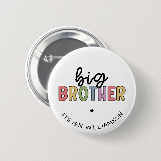 Aangepaste naam Big Brother Cute op maat Ronde Button 5,7 Cm (Voorkant /achterkant)