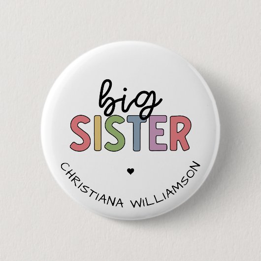 Aangepaste naam Big Sister Cute Speciaal Ronde Button 5,7 Cm (Voorkant)