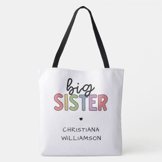 Aangepaste naam Big Sister Cute Speciaal Tote Bag (Achterkant)