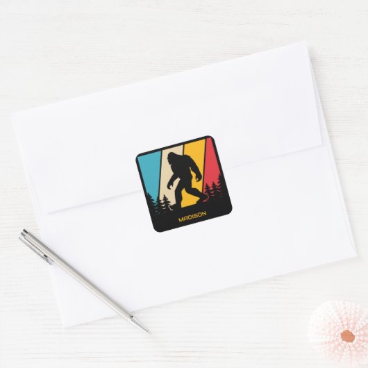 Aangepaste naam Bigfoot Vierkante Sticker (Envelop)