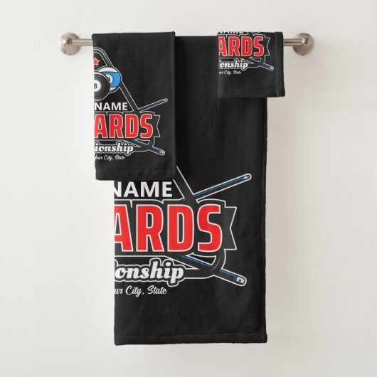 Aangepaste NAAM Billiards 8 Ball Pool Cue Rack Bad Handdoek (Insitu)