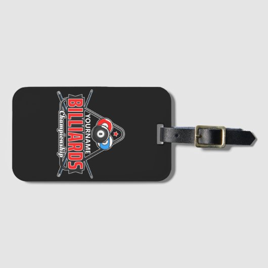 Aangepaste NAAM Billiards 8 Ball Pool Cue Rack Bagagelabel (Voorkant (horizontaal))