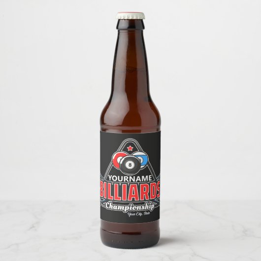 Aangepaste NAAM Billiards 8 Ball Pool Cue Rack Bier Etiket (Voorkant)