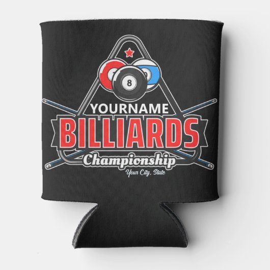 Aangepaste NAAM Billiards 8 Ball Pool Cue Rack Blikjeskoeler (Voorkant)