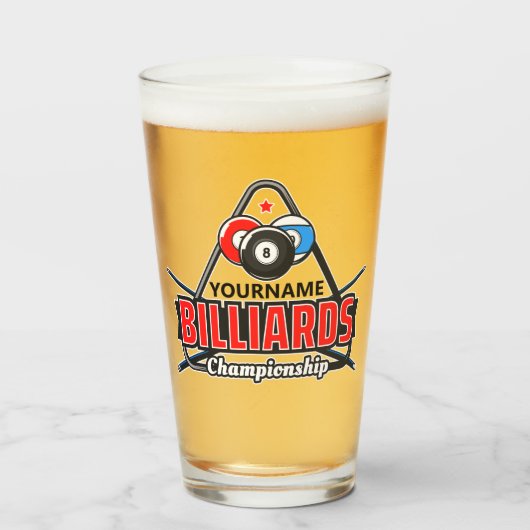 Aangepaste NAAM Billiards 8 Ball Pool Cue Rack Glas (Voorkant gevuld)