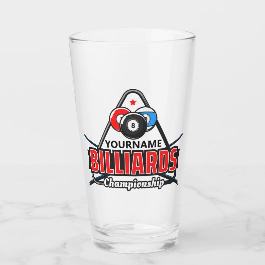 Aangepaste NAAM Billiards 8 Ball Pool Cue Rack Glas (Voorkant)