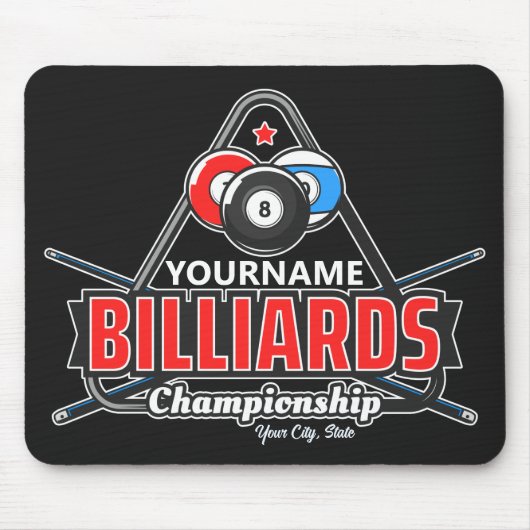 Aangepaste NAAM Billiards 8 Ball Pool Cue Rack Muismat (Voorkant)