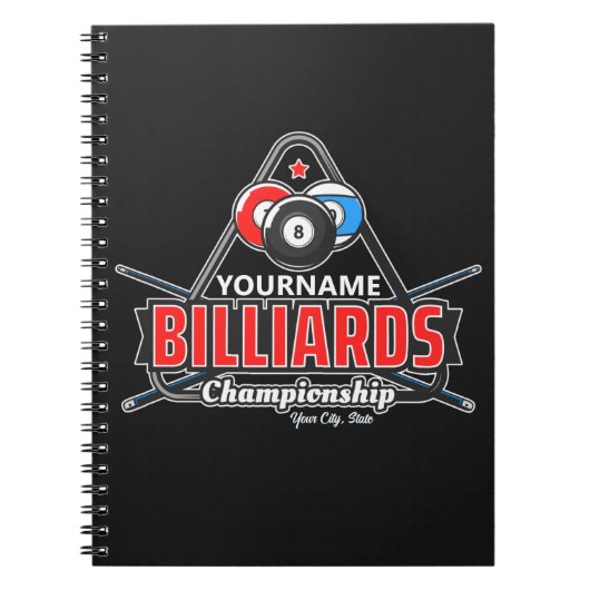 Aangepaste NAAM Billiards 8 Ball Pool Cue Rack Notitieboek (Voorkant)