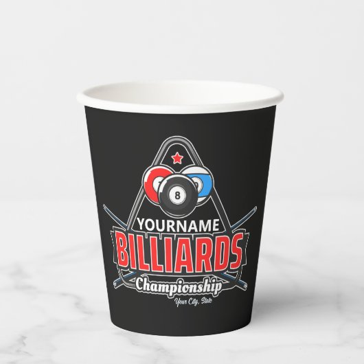 Aangepaste NAAM Billiards 8 Ball Pool Cue Rack Papieren Bekers (Voorkant)