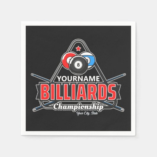 Aangepaste NAAM Billiards 8 Ball Pool Cue Rack Servet (Voorkant)