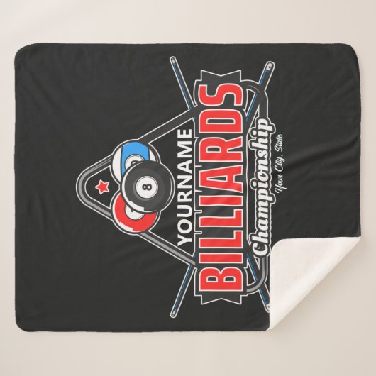 Aangepaste NAAM Billiards 8 Ball Pool Cue Rack Sherpa Deken (Voorkant (horizontaal))