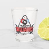 Aangepaste NAAM Billiards 8 Ball Pool Cue Rack Shot Glas (Voorkant)