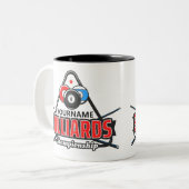 Aangepaste NAAM Billiards 8 Ball Pool Cue Rack Tweekleurige Koffiemok (Voorkant links)