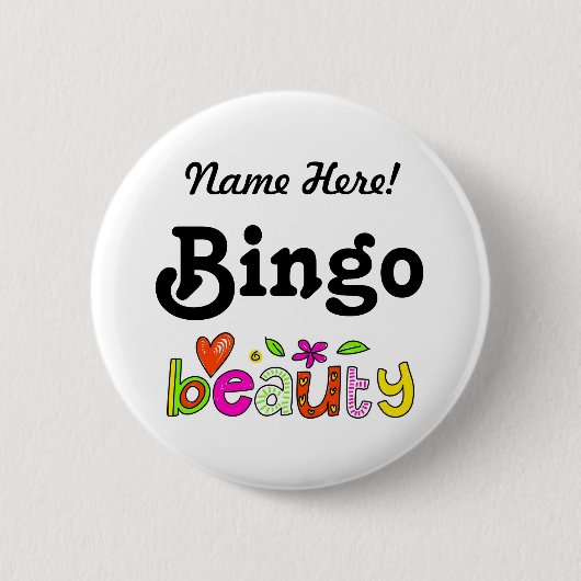 Aangepaste naam Bingo Beauty Custom Pinback Ronde Button 5,7 Cm (Voorkant)