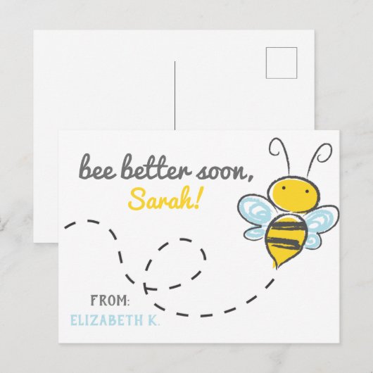 *Aangepaste naam* binnenkort beter! Schattige Word Briefkaart (Voorkant / Achterkant)