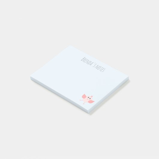 Aangepaste naam: Birdie Pink Blue 4x3 Post-it® Notes (Schuin)