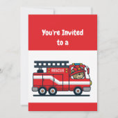 Aangepaste naam Birthday Fire Truck Party Kaart (Voorkant)