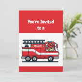 Aangepaste naam Birthday Fire Truck Party Kaart (Staand voorkant)