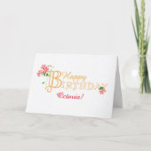 Aangepaste naam Birthday met Clematis Flowers Kaar Feestdagen Kaart (Voorkant)