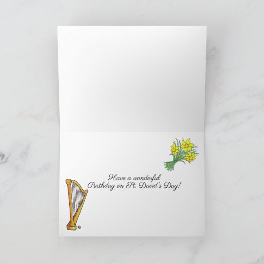 Aangepaste naam Birthday op St David's Day Card Feestdagen Kaart (Binnen)