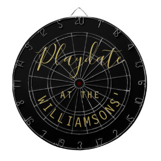 Aangepaste naam Black Gold Playdate Script Minimal Dartbord