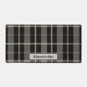 Aangepaste Naam Black Plaid Gift voor Hem Gaming P Bureaumat (Voorkant)