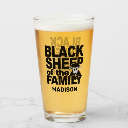 Aangepaste naam "Black Sheep" Glas (Achterkant gevuld)