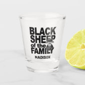 Aangepaste naam "Black Sheep" Shot Glas (Voorkant)
