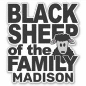 Aangepaste naam "Black Sheep" Sticker (Voorkant)