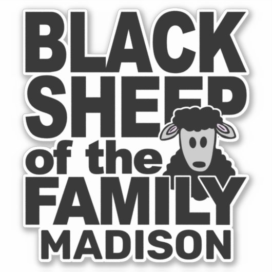 Aangepaste naam "Black Sheep" Sticker (Voorkant)