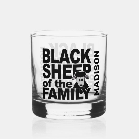 Aangepaste naam "Black Sheep" Whisky Glas (Voorkant)