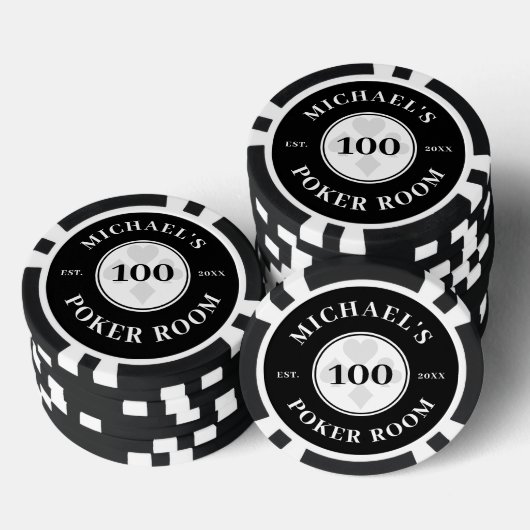 Aangepaste naam Black & White Las Vegas Denominati Poker Chips (Opstapeling)