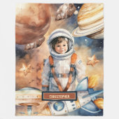 Aangepaste naam Blanket Rocket Ship and Planet Pri Fleece Deken (Voorkant)