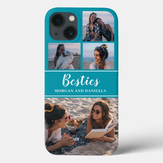 Aangepaste naam Blauw Beste Vrienden Foto Collage Case-Mate iPhone Case (Achterkant)