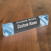 Aangepaste naam + Blauw en grijze stripaanduiding Naambordje (Zijkant)