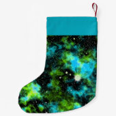 Aangepaste naam Blauw en Groene Galaxy Cosmic Kleine Kerstsok (Achterkant)