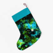 Aangepaste naam Blauw en Groene Galaxy Cosmic Kleine Kerstsok (Achterkant (Hangend))