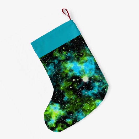 Aangepaste naam Blauw en Groene Galaxy Cosmic Kleine Kerstsok (Achterkant (Hangend))
