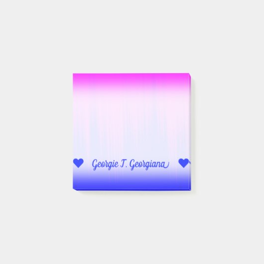 Aangepaste naam; Blauw en magenta Streaks Patroon Post-it® Notes (Voorkant)