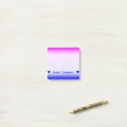 Aangepaste naam; Blauw en magenta Streaks Patroon Post-it® Notes (Op bureau)