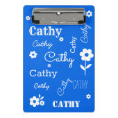 Aangepaste naam Blauw en wit minikembord Mini Klembord (Voorkant)