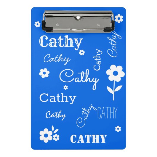 Aangepaste naam Blauw en wit minikembord Mini Klembord (Voorkant)